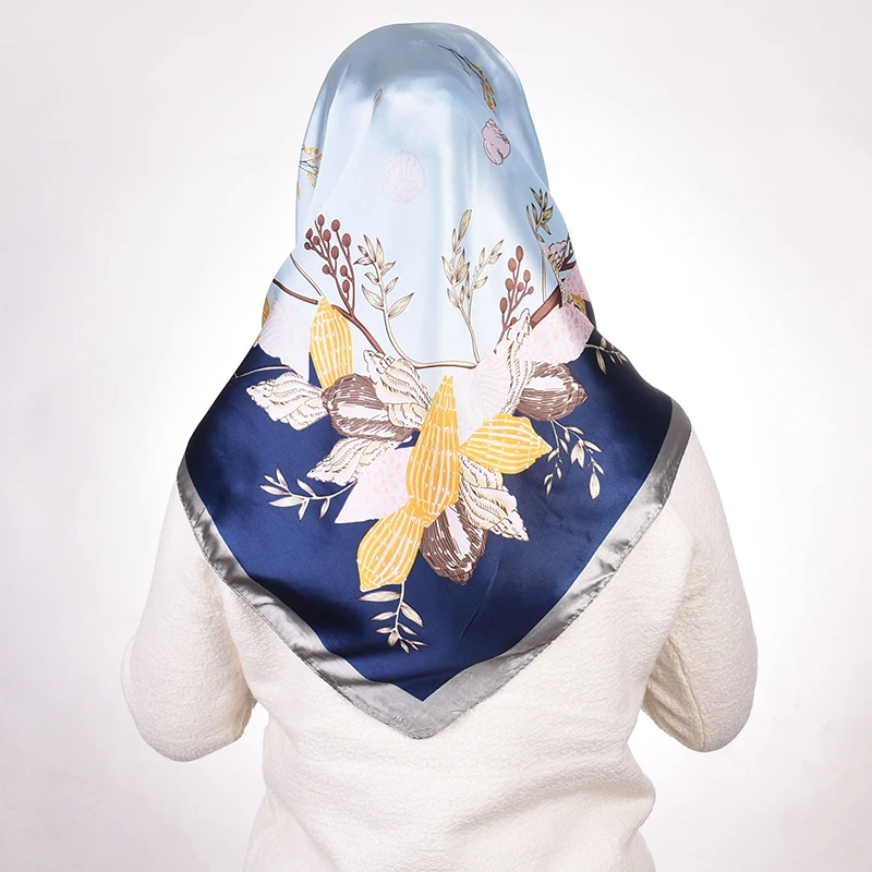 

Scarf Square Shawl Four Seasons Bright-coloured Headband Scarves Floral Silk Satin Hijab Scarfs For Women Fashion Hair Scarf