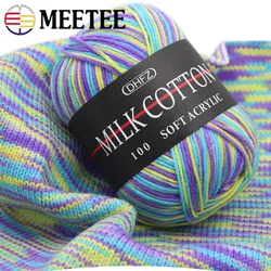 2 рулона Meetee синель шелк Мягкий хлопок шерстяная пряжа для вязания крючком трикотажный свитер пальто шарф DIY ручной вязаный свитер