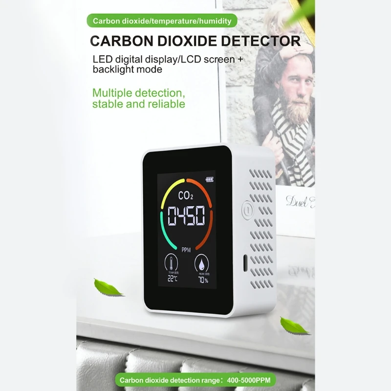 

C1FB Air Quality Monitor, Indoor CO2 Meter, Temperature and Relative Humidity Carbon Dioxide Detector Co2 Alarm Meter