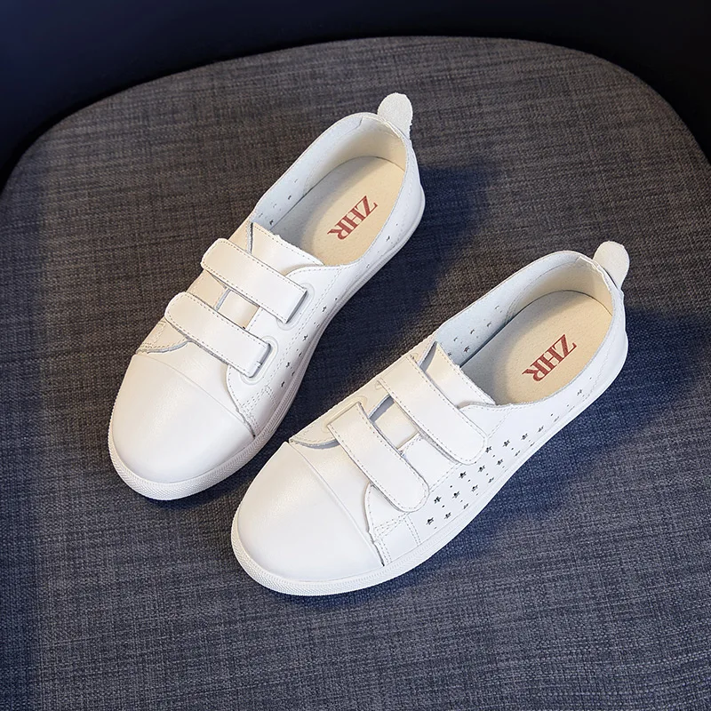 

2021 Woman Shoes New Fashion Women Shoes Casual Flats Solid Breathable Hole Simple Woman Casual White Shoes Sneakers