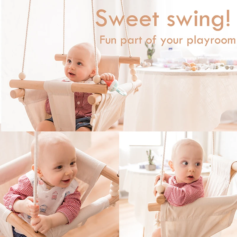 

Baby Safety Swing Chair Hanging Swings Baby Toys Children Rocking Canvas Seat 0-12 months Infant Outdoor Inside Room Decorations