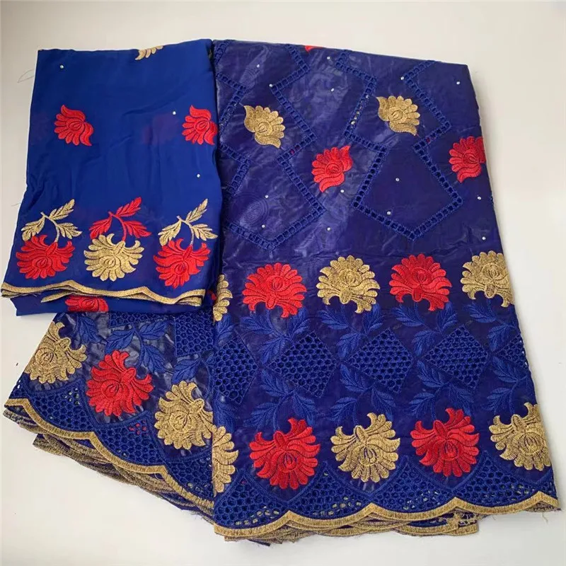 

5 + 2 Yards With Scarf African Bazin Riche Fabric Brode Latest Fashion Embroidery Basin Lace 7L042101