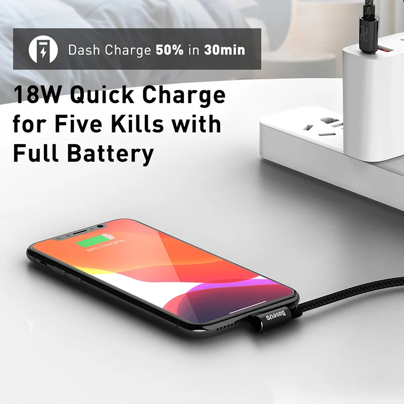 Baseus локоть Дизайн 18 Вт Быстрая зарядка PD кабель для iPhone Тип C Apple Lightning зарядный USB