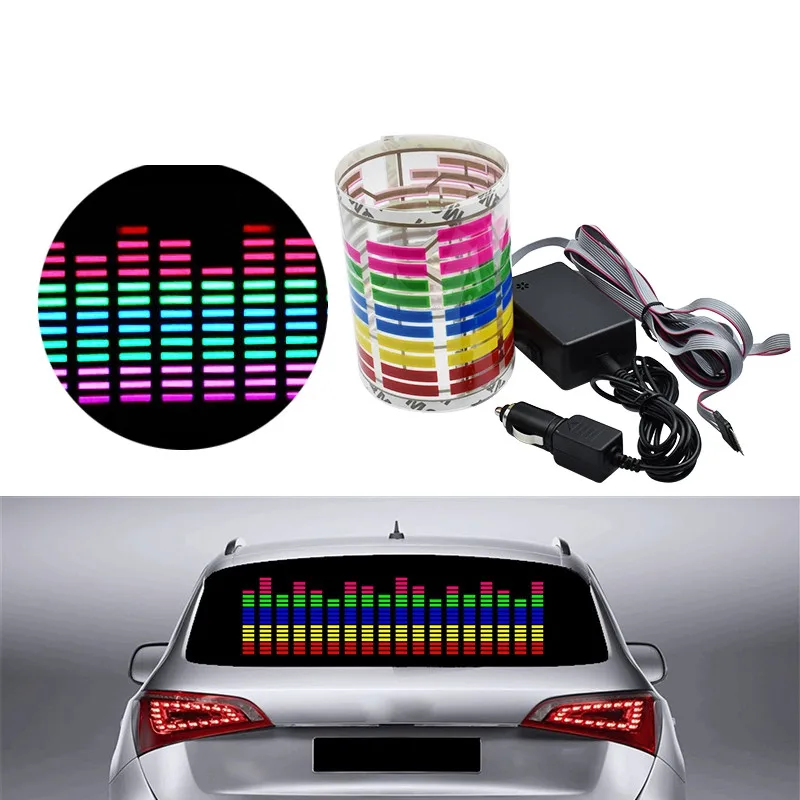 

Car Windshield LED Sound Activated Equalizer Car Neon EL Light Music Rhythm Flash Lamp Sticker Styling With Control Box