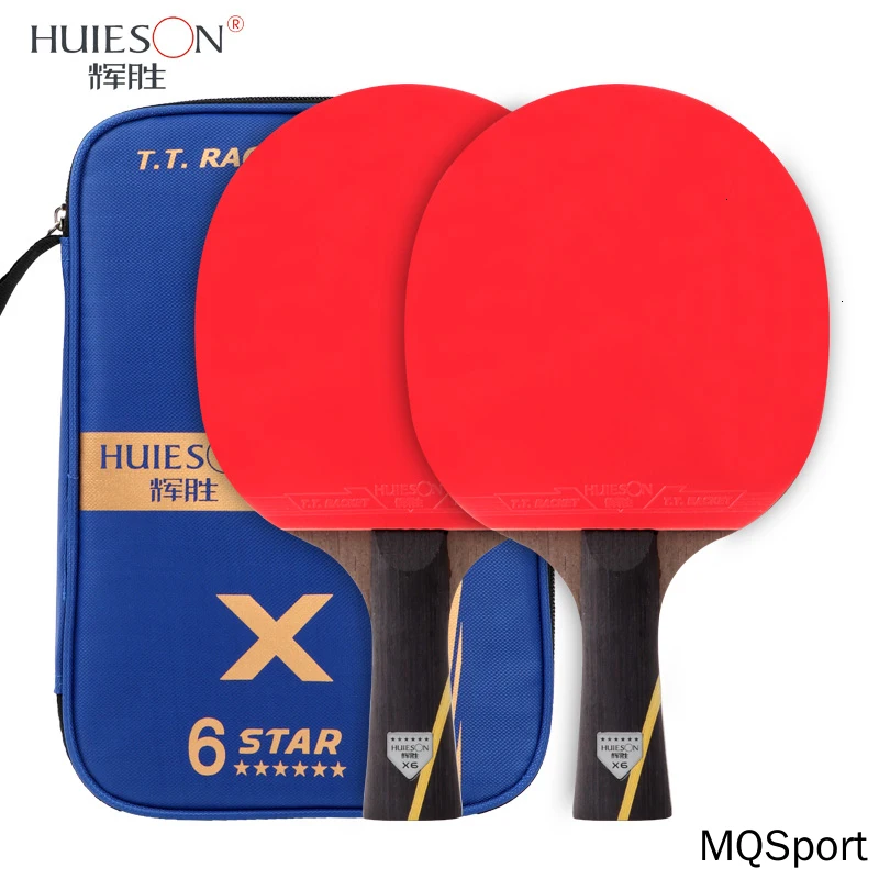 Huieson 6 Star Table Tennis Racket Set Carbon Ping Pong Racket Blade Padel Bat Including Cover Table Tennis Balls Accessories