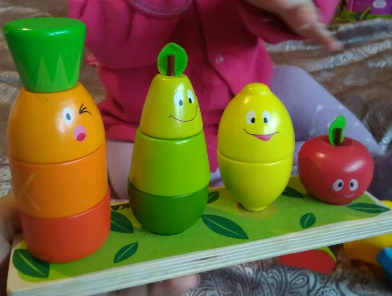 Деревянный развивающий блок, игрушка в форме фруктов, красочный сортировщик, игра для укладки, Монтессори, строительный блок, игрушка в подарок для детей