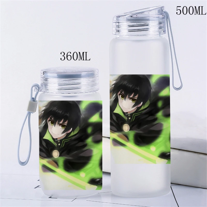 Переносная стеклянная бутылка для воды с мультяшным принтом аниме Seraph of the end 360