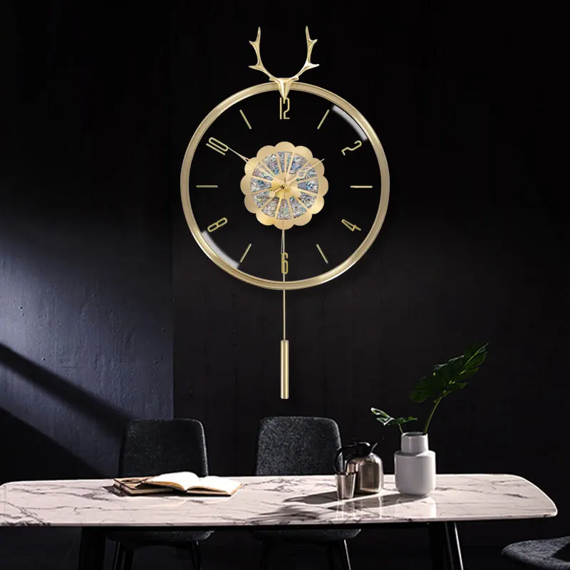 

Luxury Gold Wall Clock Nordic Design Deer Fashion Wall Clock Living Room Modern Design Art Reloj Pared Home Decor SG50WC1
