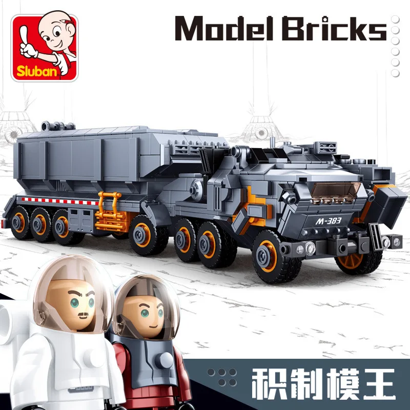 

832PCS SLuban Building Blocks 0787 Heavy Transport Vehicle Carrier Military Vehicle Assembly Model Boy Assembling Toy Gift