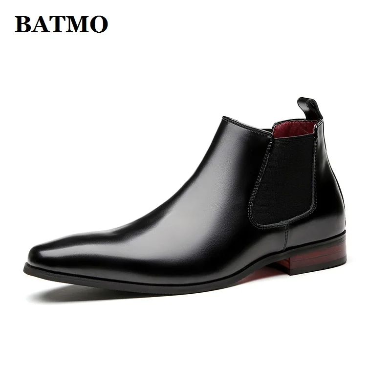 

BATMO 2021 new arrival Genuine Leather Dress shoes men,male cow leather Boots 712