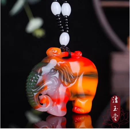 Ожерелье с подвеской в виде слона из нефрита натурального цвета ювелирные