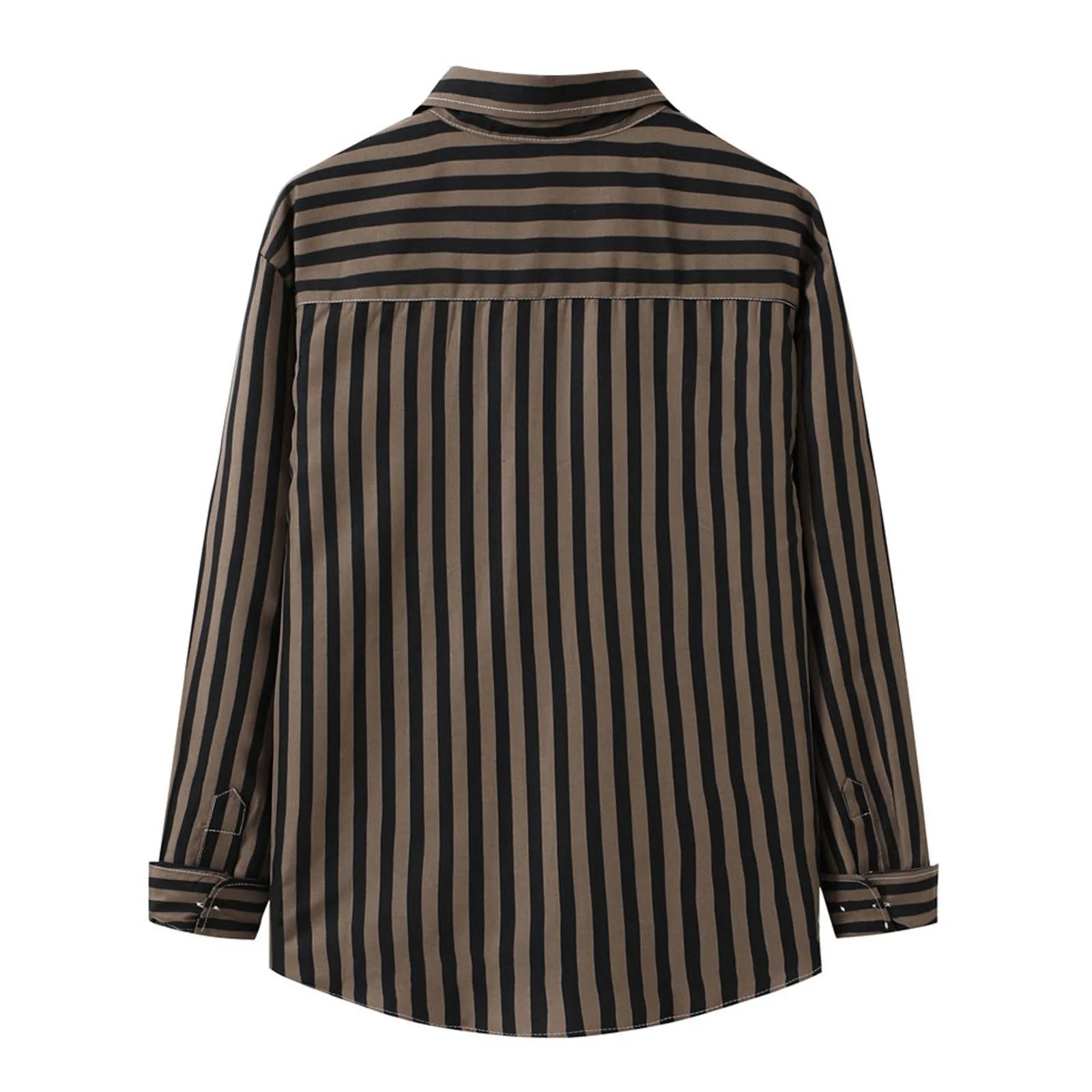 

Рубашка мужская из полиэстера в полоску, свободная сорочка из хлопка в повседневном и деловом стиле, модная рубашка, Осень-зима