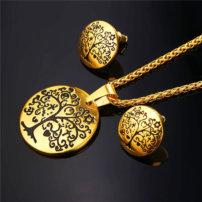Ожерелья и подвески Collare с деревом жизни из нержавеющей стали золотого цвета