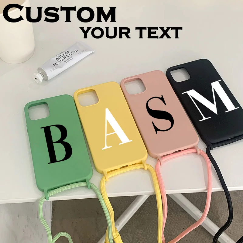 Чехлы из ТПУ с инициальными буквами на заказ со шнурком для iphone 11/12 Pro Max 7 8 6 Plus X XR XS