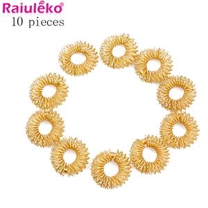 10 шт.лот, лидер продаж, массажное кольцо Sujok для пальцев, акупунктурное кольцо, забота о здоровье, массаж тела, китайская медицина, золотой цвет