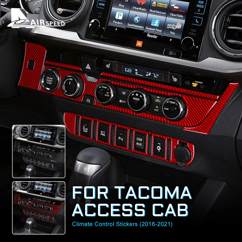 Fibra di carbonio ad aria compressa per Toyota Tacoma 2016-2021 accessori rivestimento interno controllo centrale aria condizionata manopola copertura adesivo