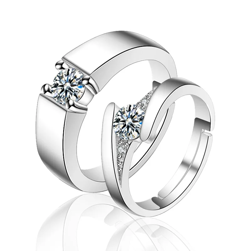

Real 925 Sterling Silver Women Wedding Band Female Silver Ring With AAA CZ Zircon Engagement Fine Jewelry couple adustable