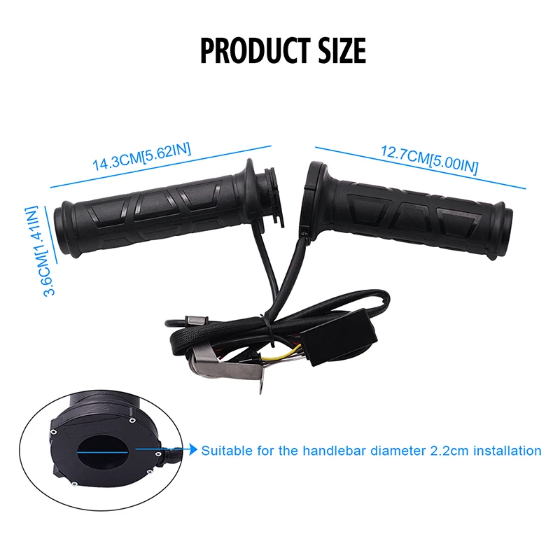 

Upgrade Adjustable Motorcycle Handlebar 22mm Electric Heated Handle Heating Grips Set Handlebar Warmer Grip Cover Black