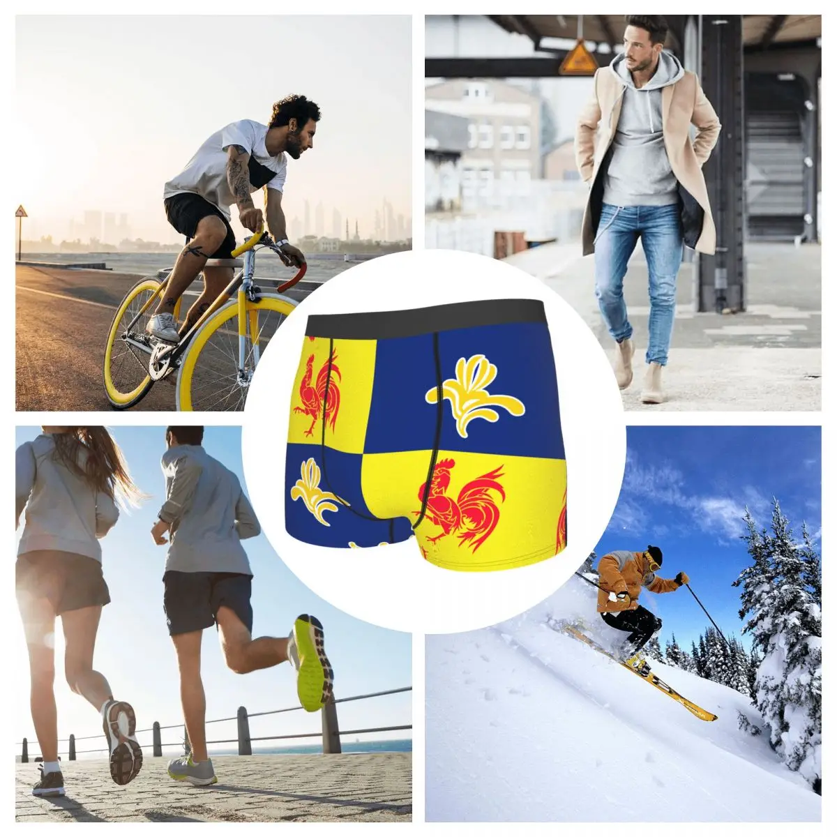 Flag Of The French Community Commission Men's Boxer Briefs Belgian Funny Geek Men's boxer leggings