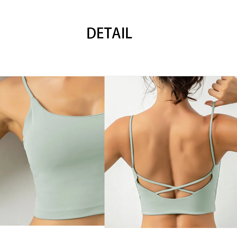 

Solid-colored Sports Vest Women's Back Bra Yoga Wear Fitness Breathable Underwear Padded Crop Tops Active Wear Women Top
