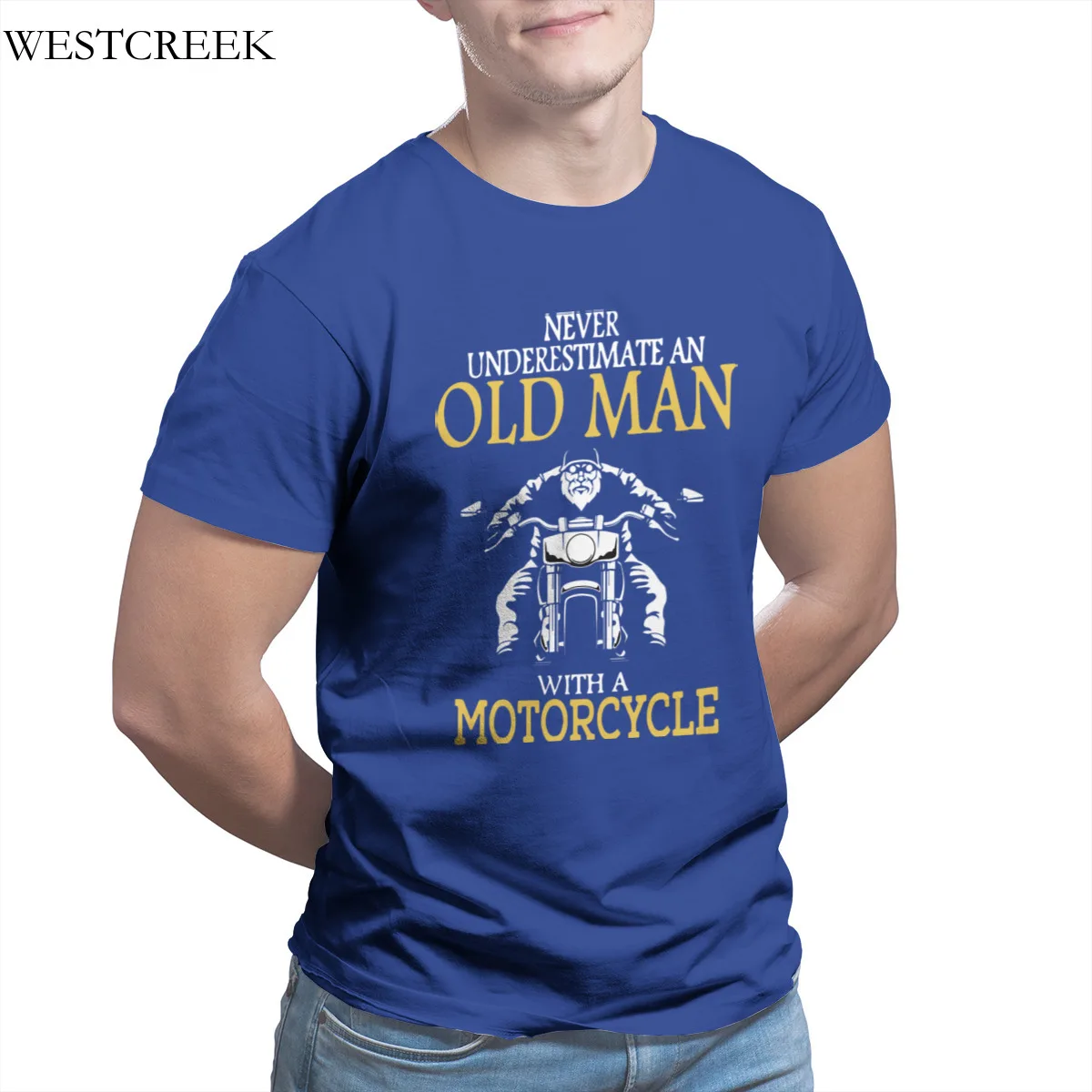 

Men's T-shirt Never underestimate an old man Motorcycle Games Tee Shirt Printing 100% Gift Vintage Oversized Hip-Hop Mens 34260