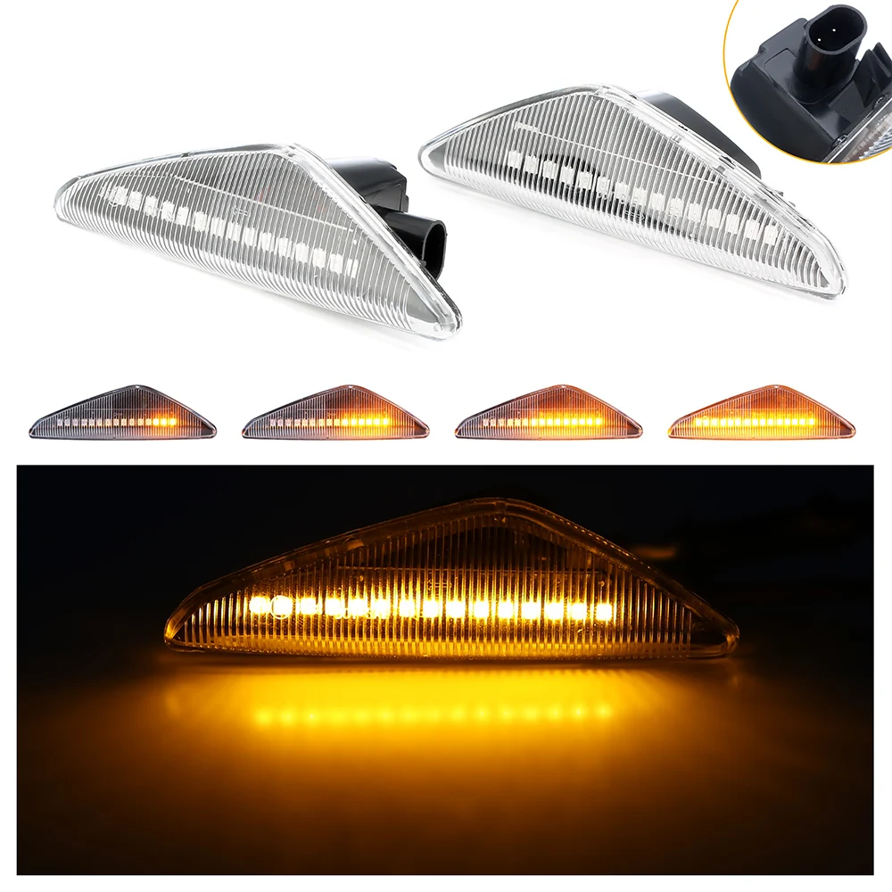 2 шт. светодиодный Динамический указатель поворота Боковые Габаритные