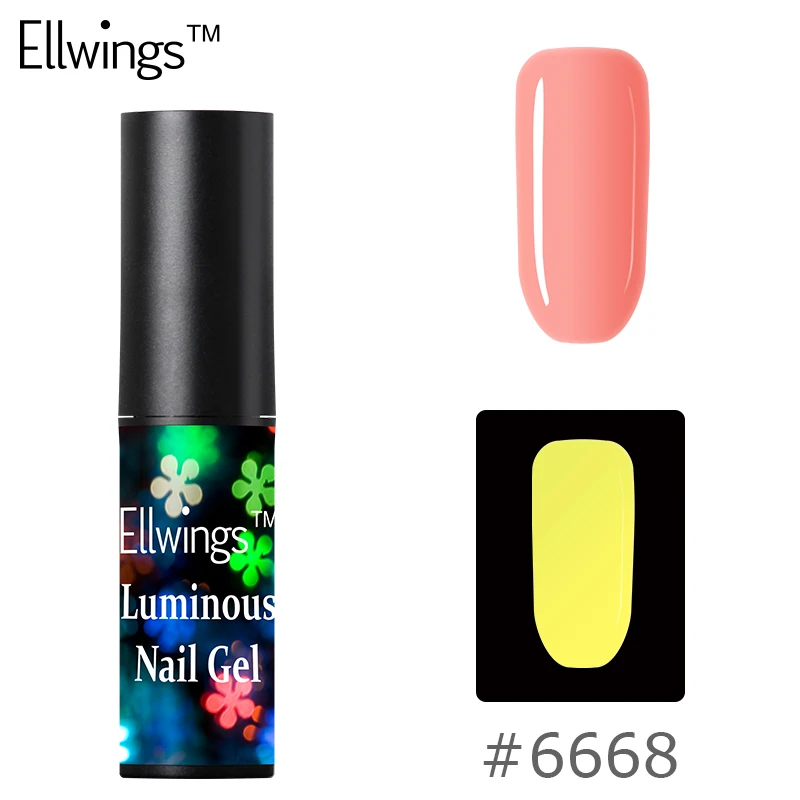 Ellwings светящийся гель лак для ногтей Гибридный лак ночное свечение ногтей в темноте гель флуоресцентный Лаки УФ гель для ногтей Esmalte - Цвет: 6668