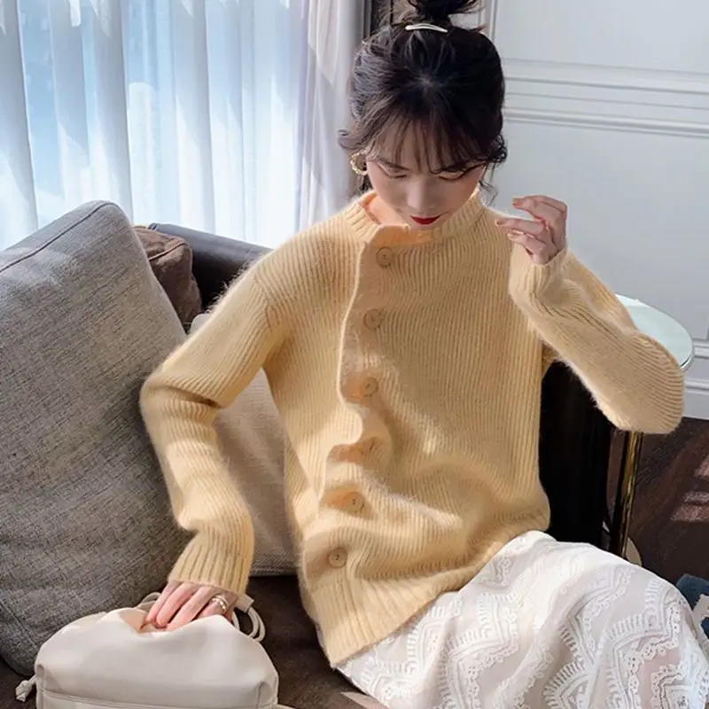 

Women Cardigans Sweater Autumn Winter Knitted Coat Cardigan Long Sleeve Single Breasted Casual Knit Jacket Sweater