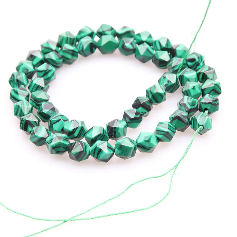 

Wholesale Natural Loose Round Faceted Stone Beads Malachite For Jewelry Making Bracelet 6/8/10mm Pick
