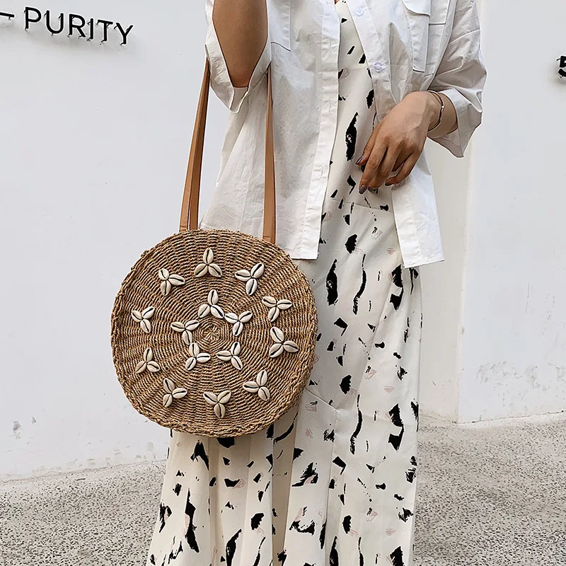 Youda плетеная солома круглая Пляжная сумка Повседневная простая стильная