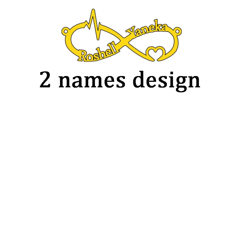 Atoztide, новинка, нержавеющая сталь, персонализированное имя пары на заказ, ожерелье, золотое колье, ожерелье, бесконечность, кулон, именная табличка, подарок - Окраска металла: 2 names style 3