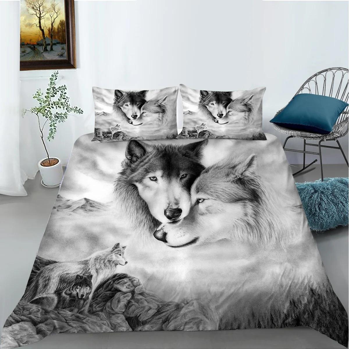 

Home Living Luxus 3D Wolf Bettwäsche Set Komfortable Bettbezug-set Kinder Bettwäsche Set Königin und König EU/UNS/AU/UK Größe