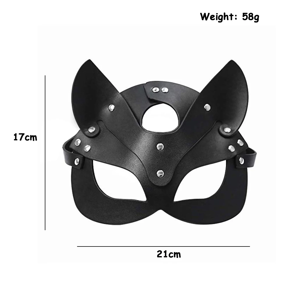 

Halloween Sexy Fox Half Eye Cosplay Mask Black Bunny Cat Leather Masquerade Women Masks Adult Costume Props
