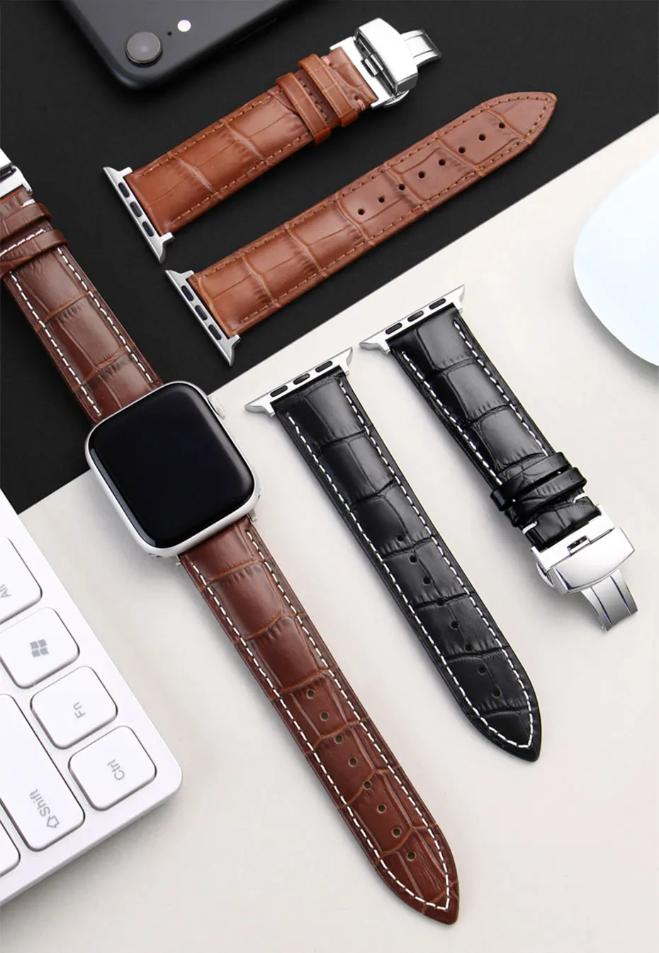 UTHAI A05 ремешок из натуральной кожи для Apple Watch 42 мм 38 мм 44 мм 40 мм сменный ремешок для iWatch 4 3 2 1 браслет
