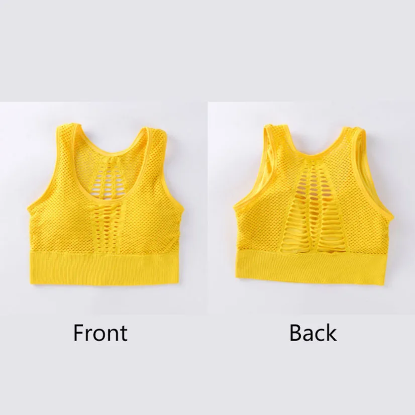 Новый женский спортивный бюстгальтер дышащий сетчатый укороченный топ средней