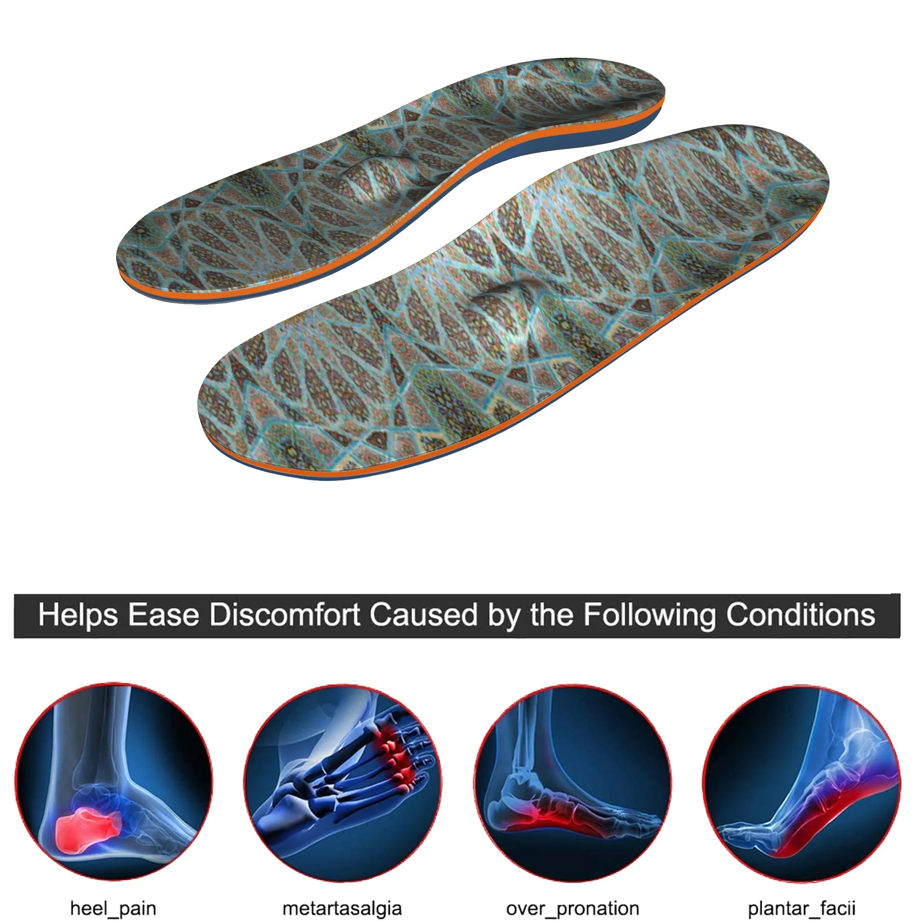 Dark green heel orthopedic pad Full-padded plantar fasciitis, metatarsal arch support, orthopedic insoles, sports soles