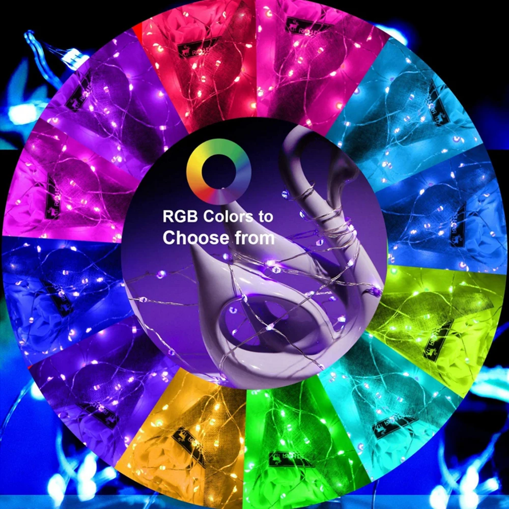 2M 5M 10M 20M Светодиодная гирлянда Bluetooth-совместимое управление цветом RGB USB-питание Феерия гирлянда Xmas Bedroom Party Гибкие огни.