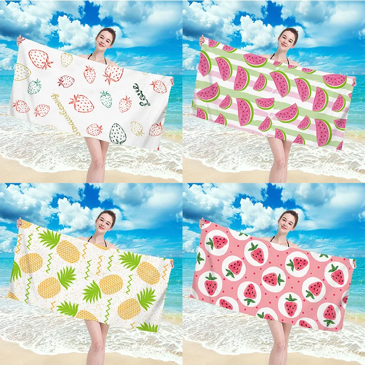 

Microfiber Towel Beach Watermelon Pineapple Strawberry Fruit Printed Towels Bathroom Reusable 70x140cm Summer Quick Drying Towel