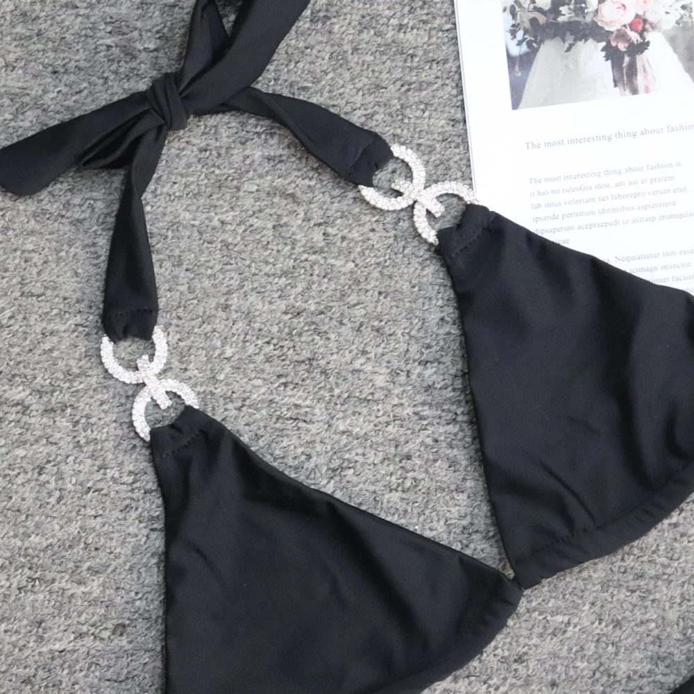 Bikini2019 купальник с кристаллами, женский купальник, открытые бикини, бразильские стразы, пляжная одежда, пуш-ап бикини, Бандажное бикини