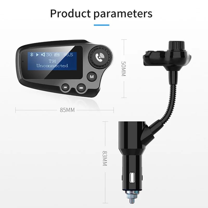 JaJaBor FM передатчик Bluetooth 5,0 автомобильный комплект громкой связи вызова AUX стерео A2DP большой экран дисплей QC3.0 Быстрая зарядка
