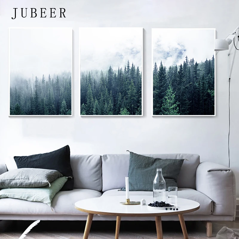 Скандинавский стиль Пейзаж Плакат Современные настенные картины лес для