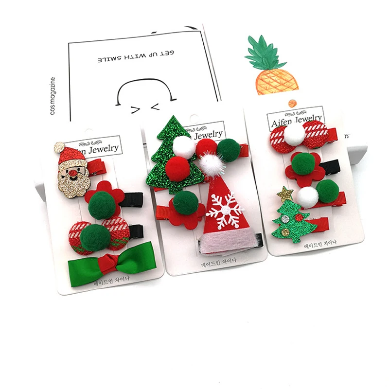 2 ~ 4 шт./компл. Милая Рождественская заколка для волос конфеты Санта-Клаус Шляпа