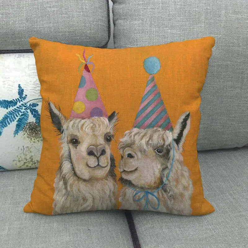 45 см * Прекрасный Альпака с изображением зверей из льна/хлопок Чехлы на диванные
