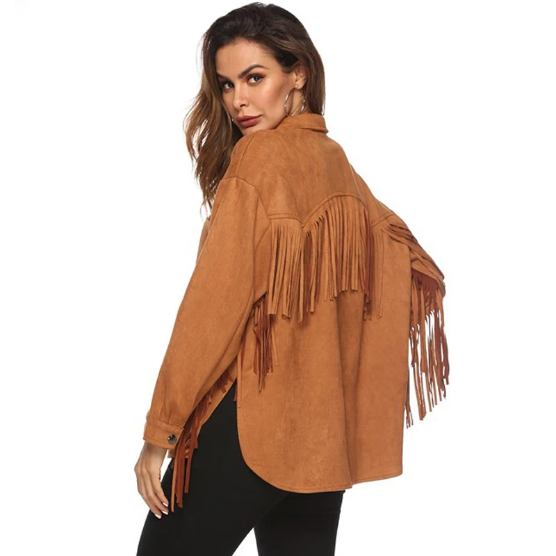 Ellacey/Осенняя куртка с кисточками в стиле панк женская модная Свободная