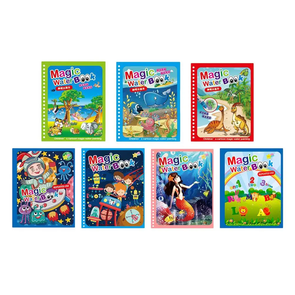 

Magic Water Book Set Water Coloring Book with Water Pen for Kids