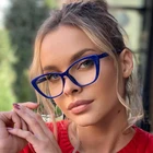 Очки компьютерные прозрачные с фильтром, оптические аксессуары кошачий глаз в синей оправе, с защитой от синего света