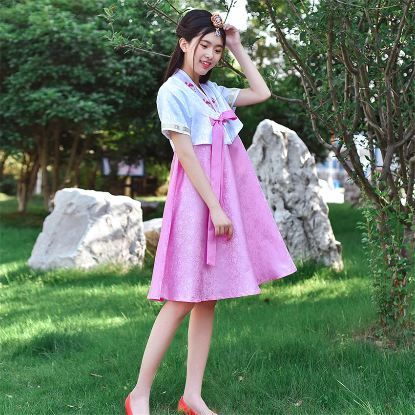 Женское платье ханбок традиционная корейская модная одежда с коротким рукавом