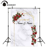 allenjoy wedding invitation board photography backdrop marble red roses golden frame arch custom background photobooth photocall