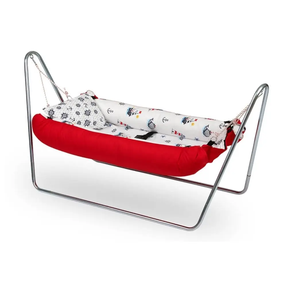 Luxury Portable Baby Hammock Crib Swing Bed with Stand  (Red Color)
