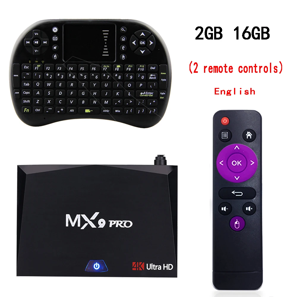 16GBwith i8 keyboard MX9 Pro 4 ГБ 32 ГБ Android 7,1 ТВ приставка RK3328 Четырехъядерный 4K VP9 3D 2,4G 5G WiFi BT4.1 смарт-приставка PK X96 X96 MINI - Цвет: 16GBwith i8 keyboard